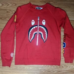 BAPE Red Tiger Shark Crew Neck Sweatshirt